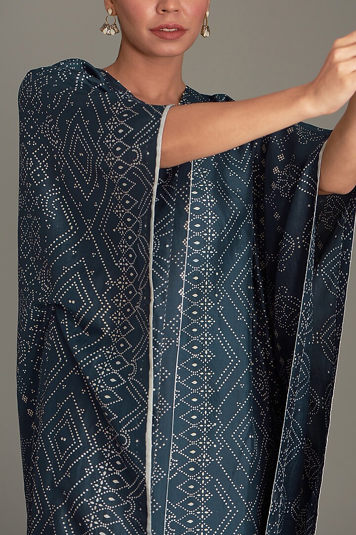 Blue Mulberry Silk Printed Kaftan by Divyam Mehta at Pernia's Pop Up Shop