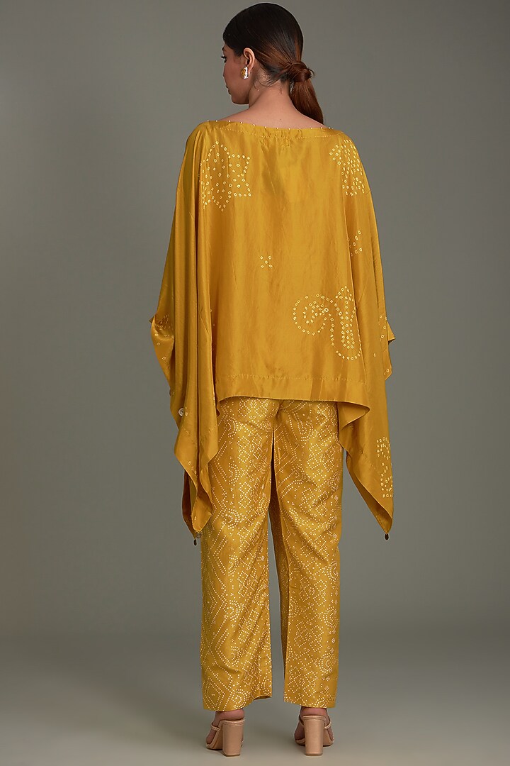 Yellow Mulberry Silk Kaftan Top by Divyam Mehta at Pernia's Pop Up Shop