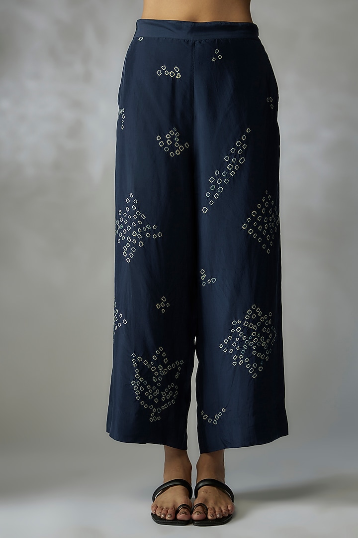 Blue Mulberry Silk Bandhani Co-Ord Set by Divyam Mehta at Pernia's Pop Up Shop