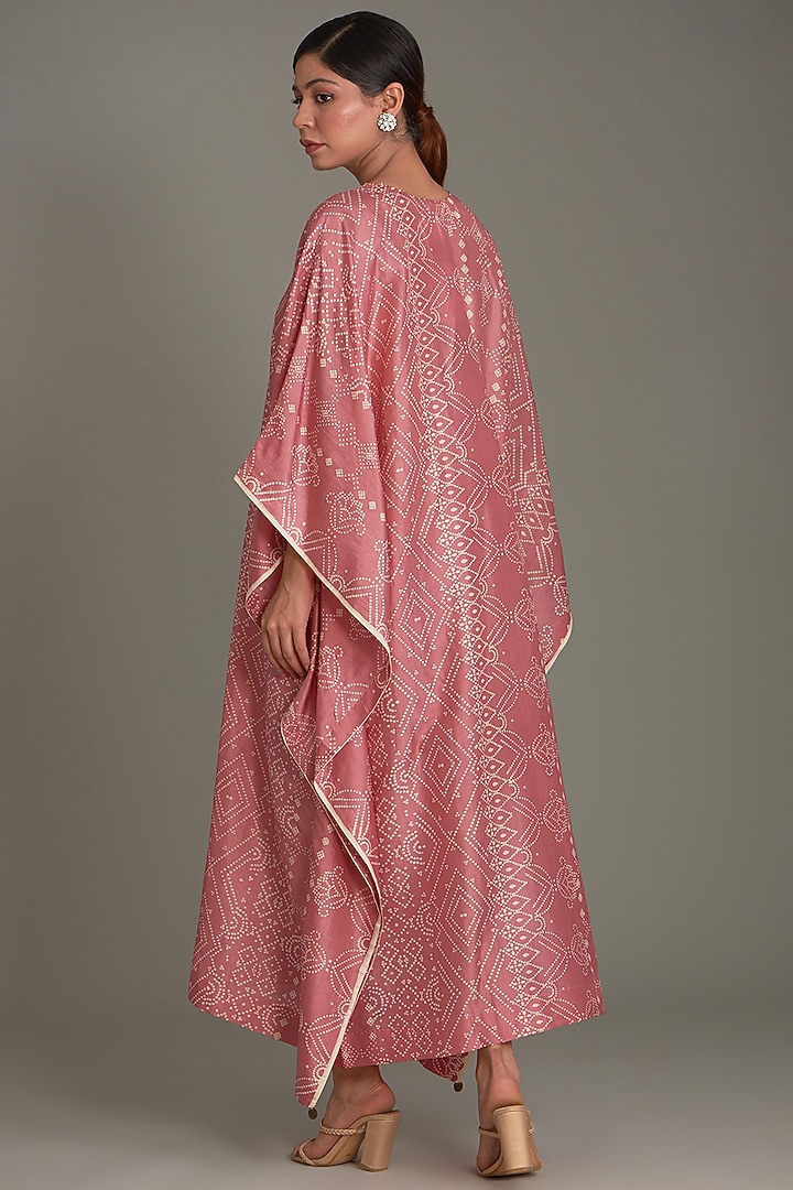 Coral Mulberry Silk Printed Kaftan by Divyam Mehta at Pernia's Pop Up Shop