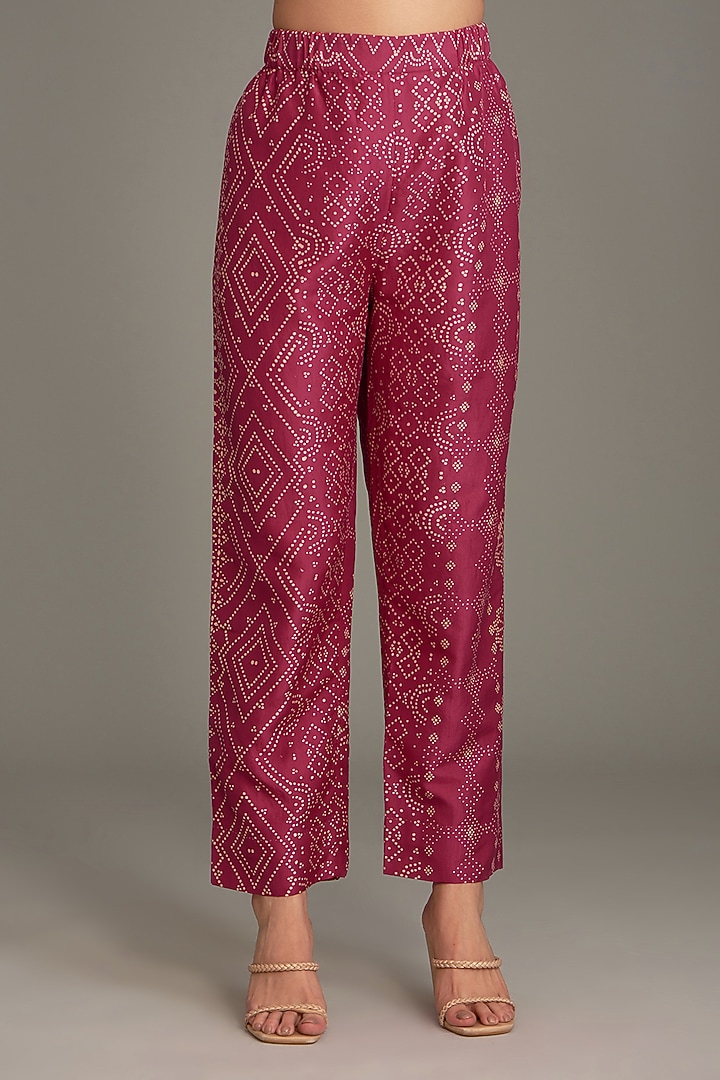 Fuchsia Mulberry Silk Printed Kaftan by Divyam Mehta at Pernia's Pop Up Shop