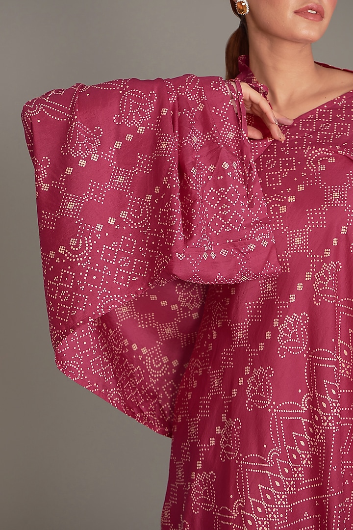 Fuchsia Mulberry Silk Printed Kaftan by Divyam Mehta at Pernia's Pop Up Shop