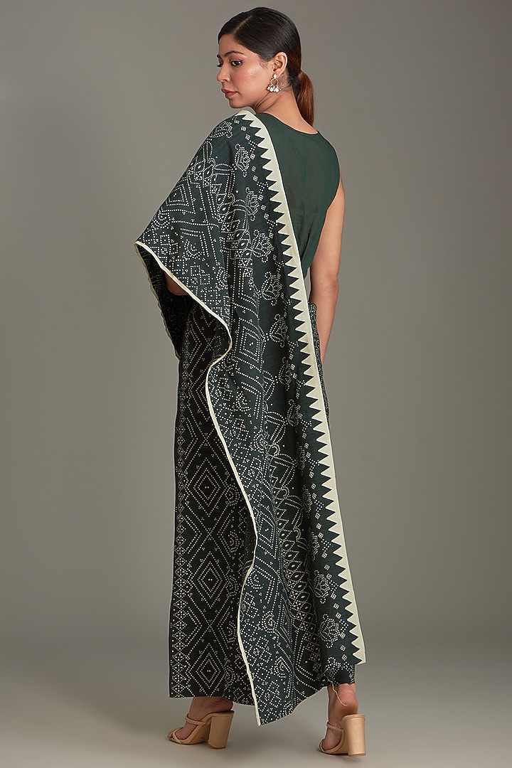Bottle Green Matka Silk Pant Wedding Saree by Divyam Mehta at Pernia's Pop Up Shop
