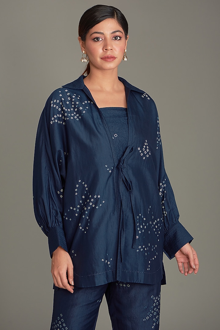 Blue Mulberry Silk Overlay by Divyam Mehta at Pernia's Pop Up Shop