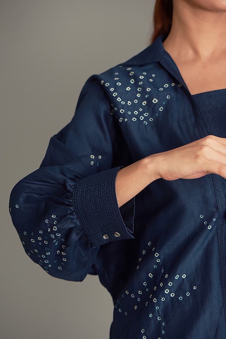 Blue Mulberry Silk Overlay by Divyam Mehta at Pernia's Pop Up Shop