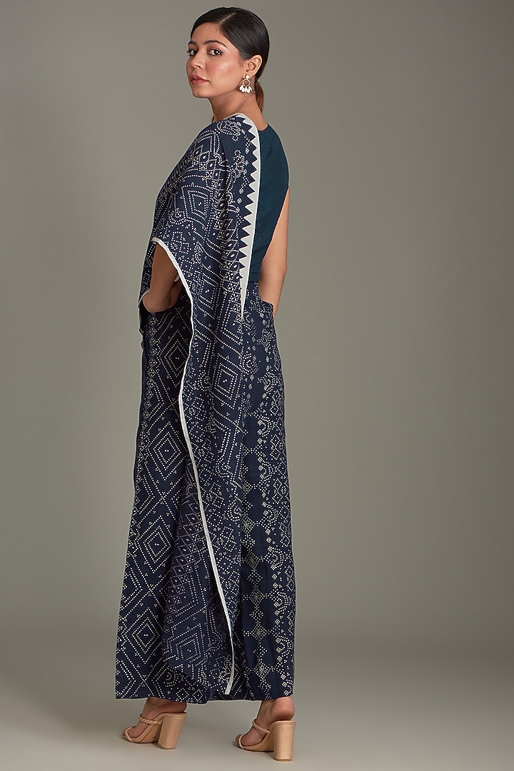 Blue Matka Silk Pant Wedding Saree by Divyam Mehta at Pernia's Pop Up Shop