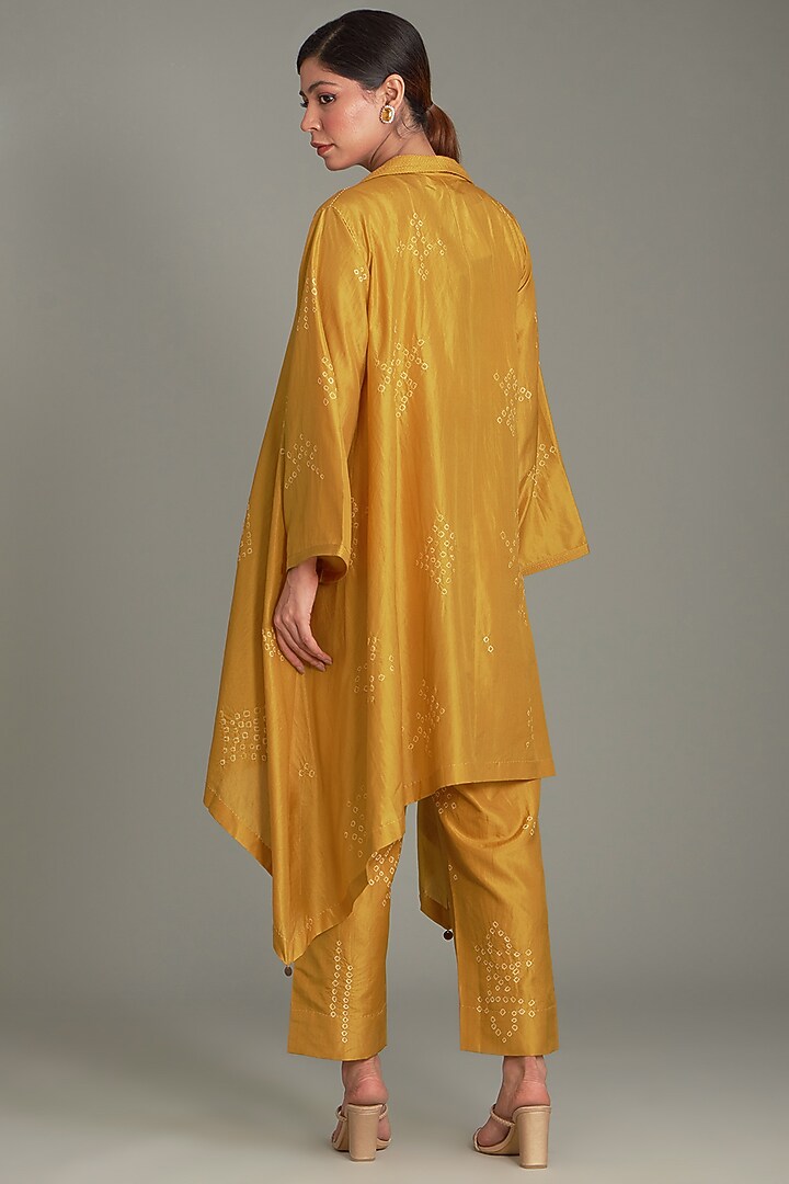 Mustard Mulberry Bandhani Co-Ord Set by Divyam Mehta at Pernia's Pop Up Shop