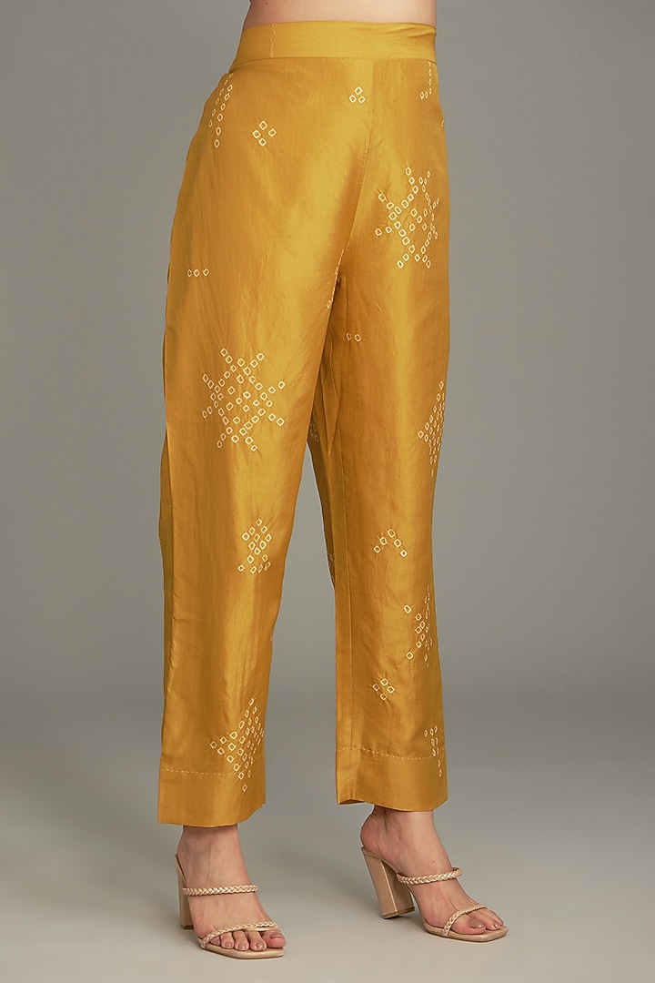 Mustard Mulberry Bandhani Co-Ord Set by Divyam Mehta at Pernia's Pop Up Shop