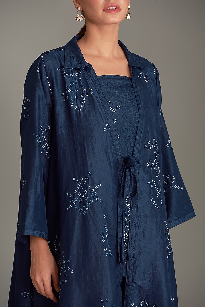 Blue Mulberry Bandhani Co-Ord Set by Divyam Mehta at Pernia's Pop Up Shop