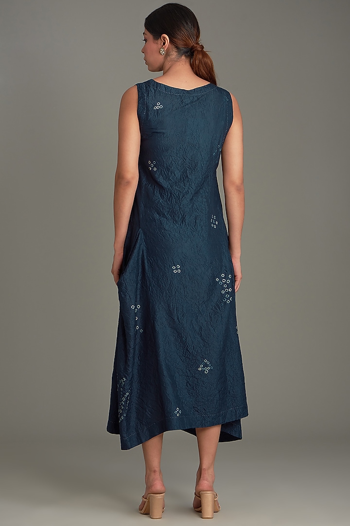 Blue Mulberry Silk Bandhani Jacket Cocktail Dress by Divyam Mehta at Pernia's Pop Up Shop