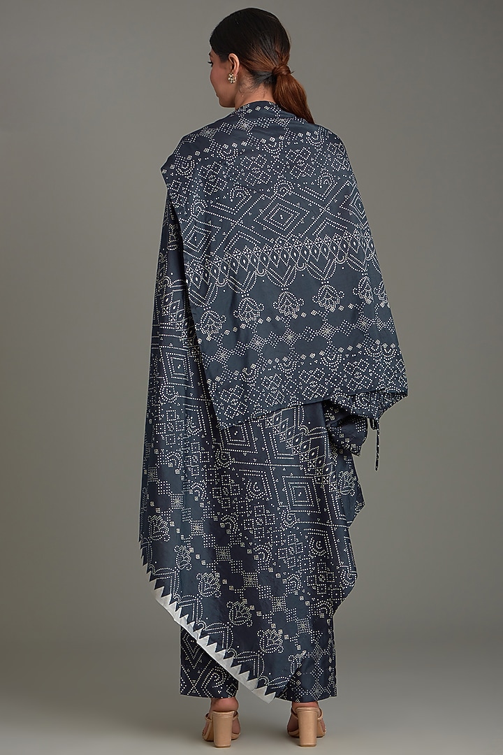 Blue Mulberry Silk Printed Tunic Set by Divyam Mehta at Pernia's Pop Up Shop