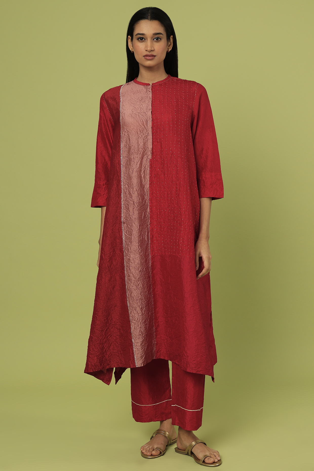 Red Mulberry Silk Kurta Set by Divyam Mehta at Pernia's Pop Up Shop