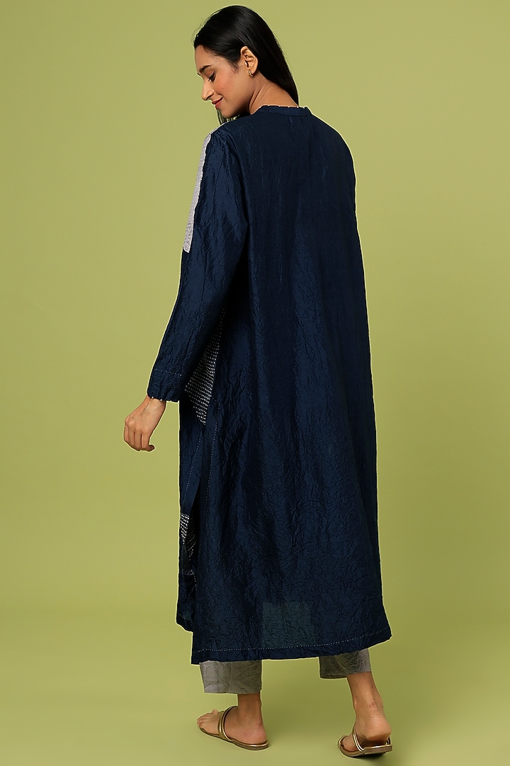 Blue Mulberry Silk Kurta Set by Divyam Mehta at Pernia's Pop Up Shop