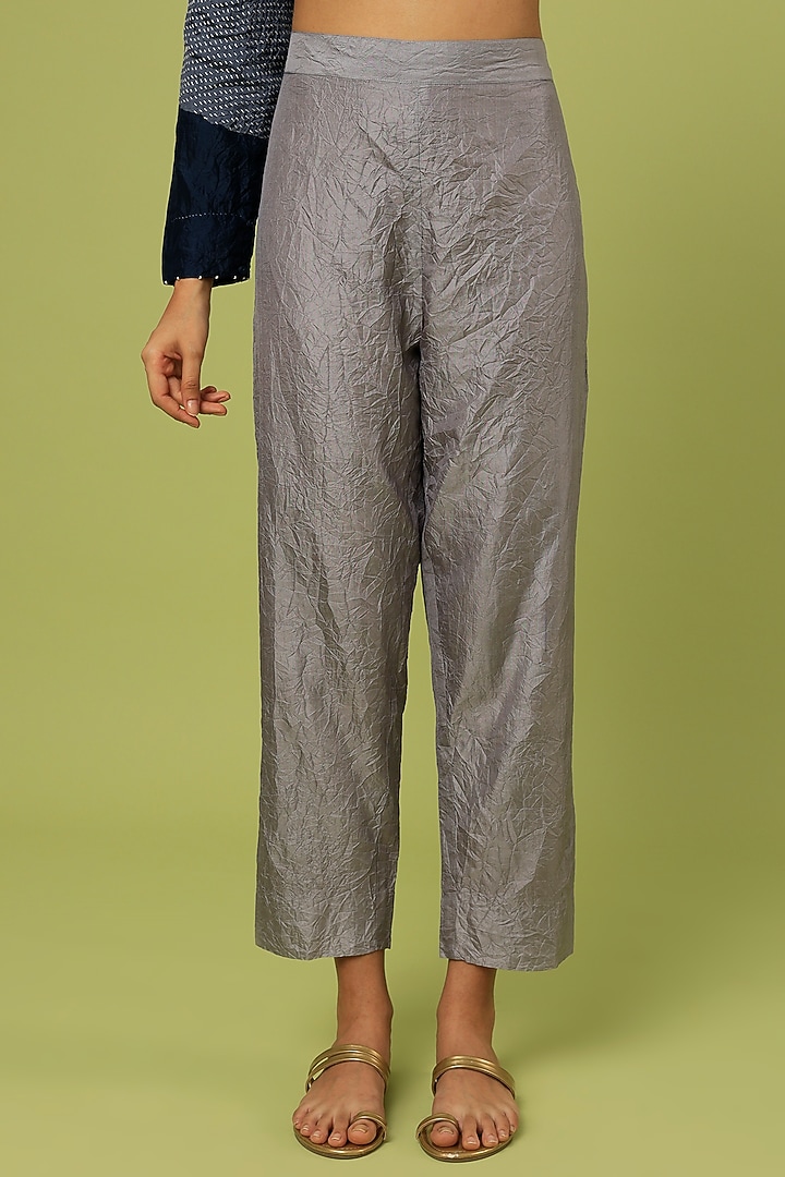 Blue Mulberry Silk Kurta Set by Divyam Mehta at Pernia's Pop Up Shop