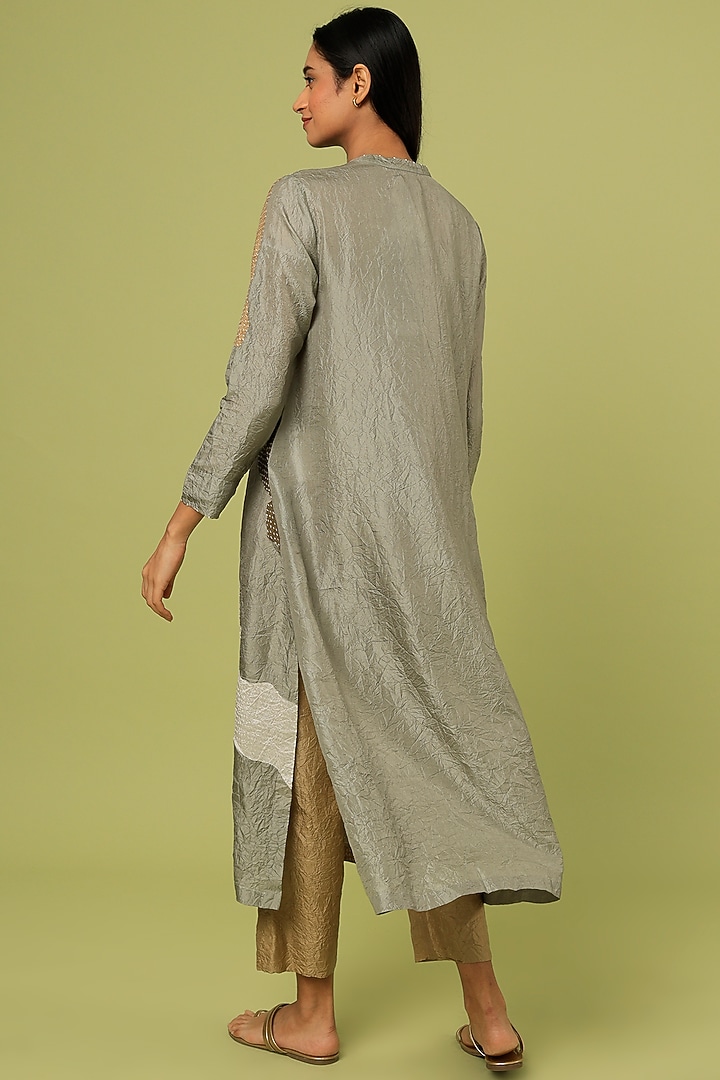 Green Mulberry Silk Kurta Set by Divyam Mehta at Pernia's Pop Up Shop