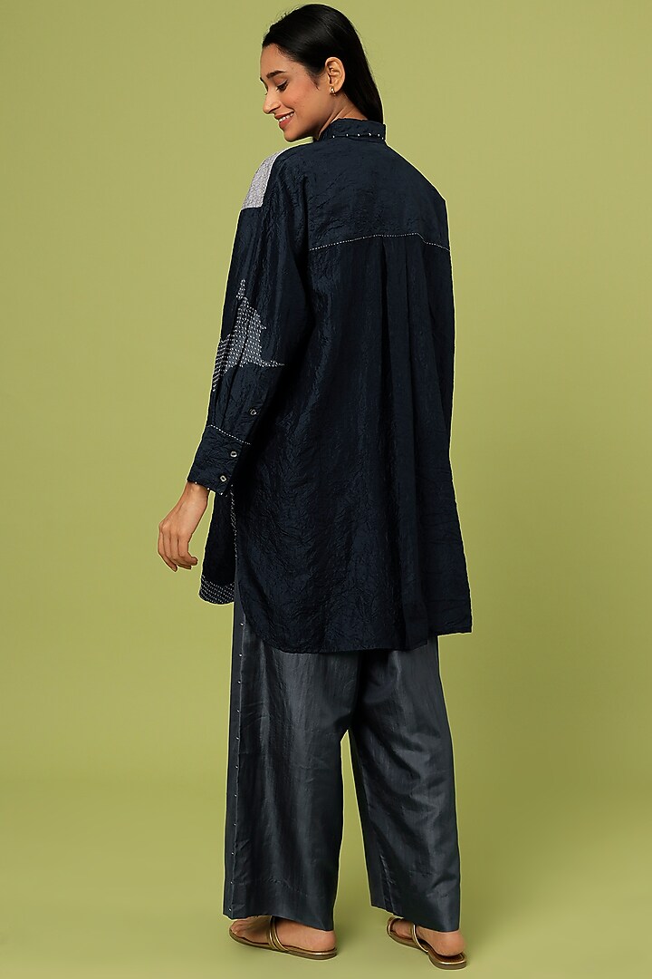 Blue Kurta Set In Mulberry Silk by Divyam Mehta at Pernia's Pop Up Shop