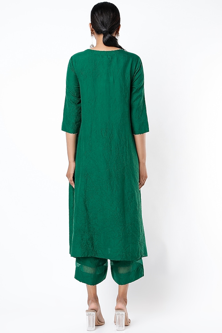 Forest Green Embroidered Kurta Set by Divyam Mehta at Pernia's Pop Up Shop