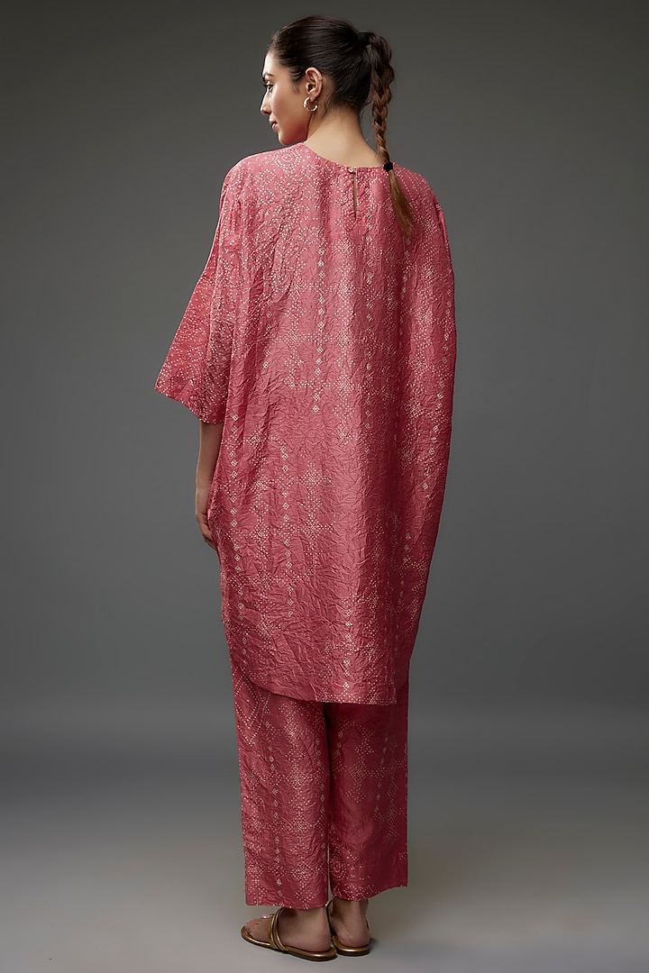 Coral Mulberry Silk Printed Co-Ord Set by Divyam Mehta at Pernia's Pop Up Shop