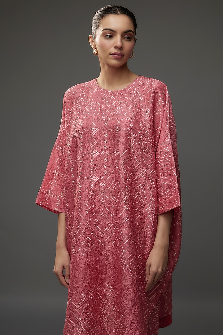 Coral Mulberry Silk Printed Co-Ord Set by Divyam Mehta at Pernia's Pop Up Shop