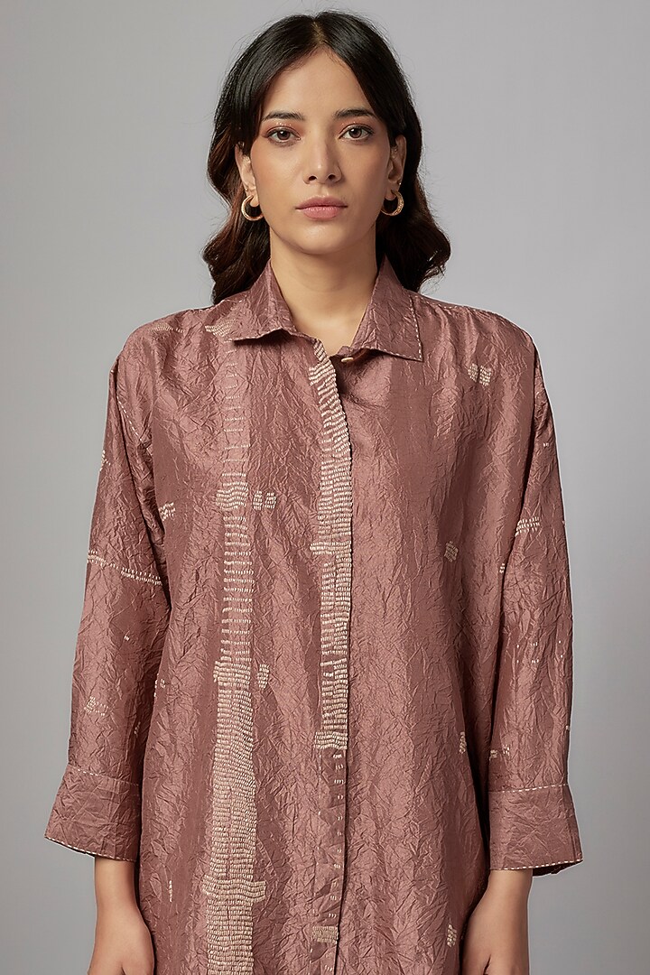 Pink Mulberry Silk Embroidered Co-Ord Set by Divyam Mehta at Pernia's Pop Up Shop