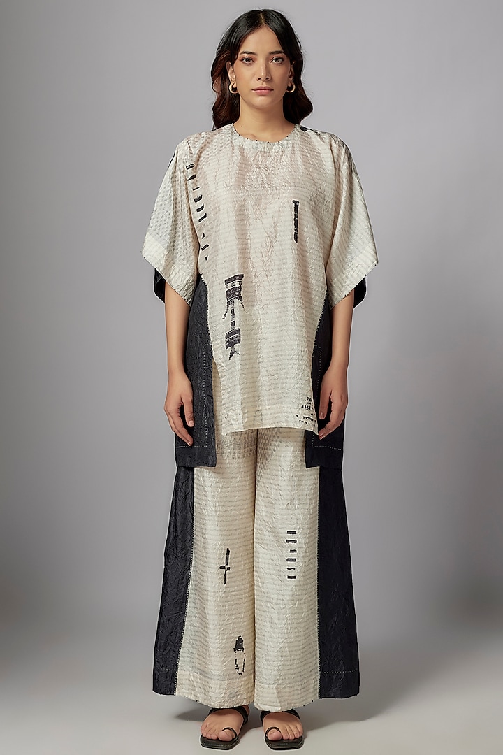 White Mulberry Silk Moroccan Printed Co-Ord Set by Divyam Mehta