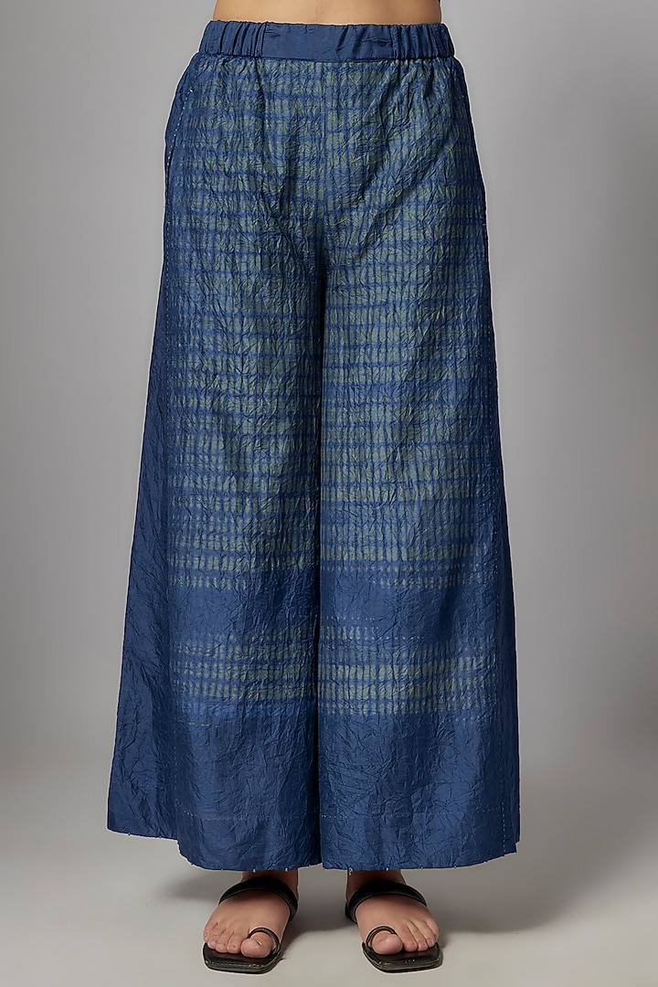 Teal Mulberry Silk Hand-Dyed Shibori Co-Ord Set by Divyam Mehta at Pernia's Pop Up Shop