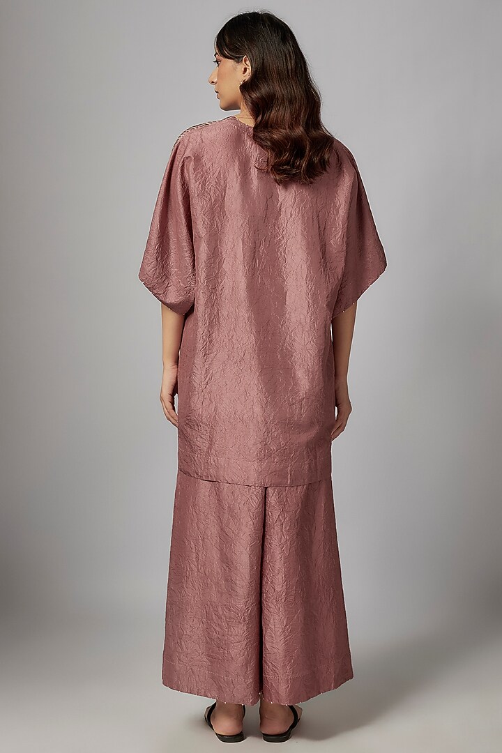 Pink Mulberry Silk Hand-Dyed Shibori Co-Ord Set by Divyam Mehta at Pernia's Pop Up Shop