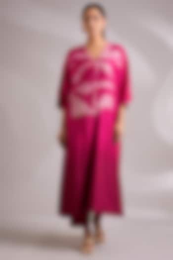 Pink Mulberry Silk Floral Shibori Print Tunic Set by Divyam Mehta at Pernia's Pop Up Shop