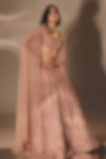 Onion Pink Silk Cutdana Embroidered Bridal Lehenga Set by DISHA MUCHHALA at Pernia's Pop Up Shop
