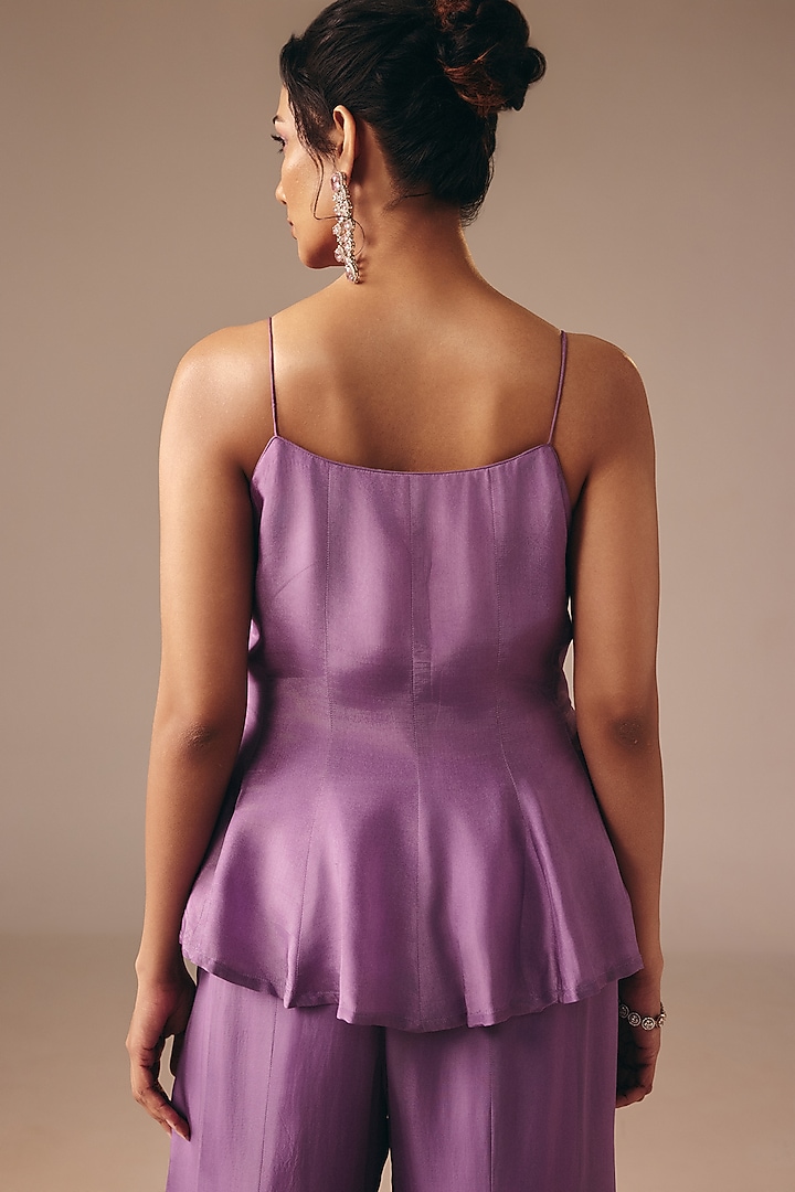 Purple Satin Organza Flared Pant Set by DISHA MUCHHALA at Pernia's Pop Up Shop