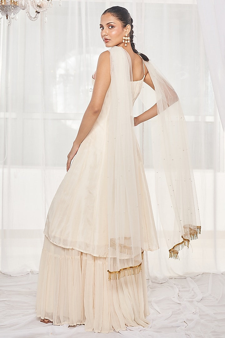Ivory Georgette Party Wear Sharara Set by Disha Muchhala at Pernia's Pop Up Shop