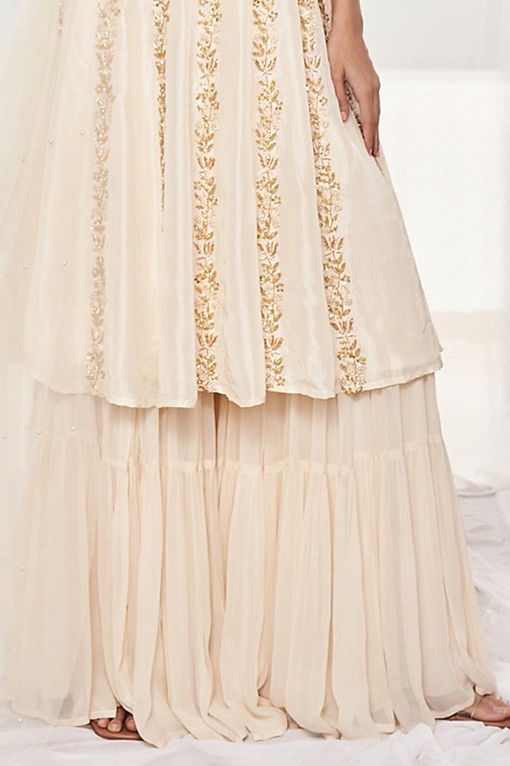 Ivory Georgette Party Wear Sharara Set by Disha Muchhala at Pernia's Pop Up Shop
