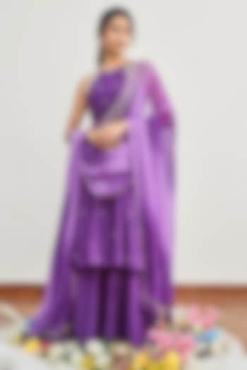 Purple Chanderi Cutdana Embroidered Kalidar Kurta Set by DISHA MUCHHALA at Pernia's Pop Up Shop