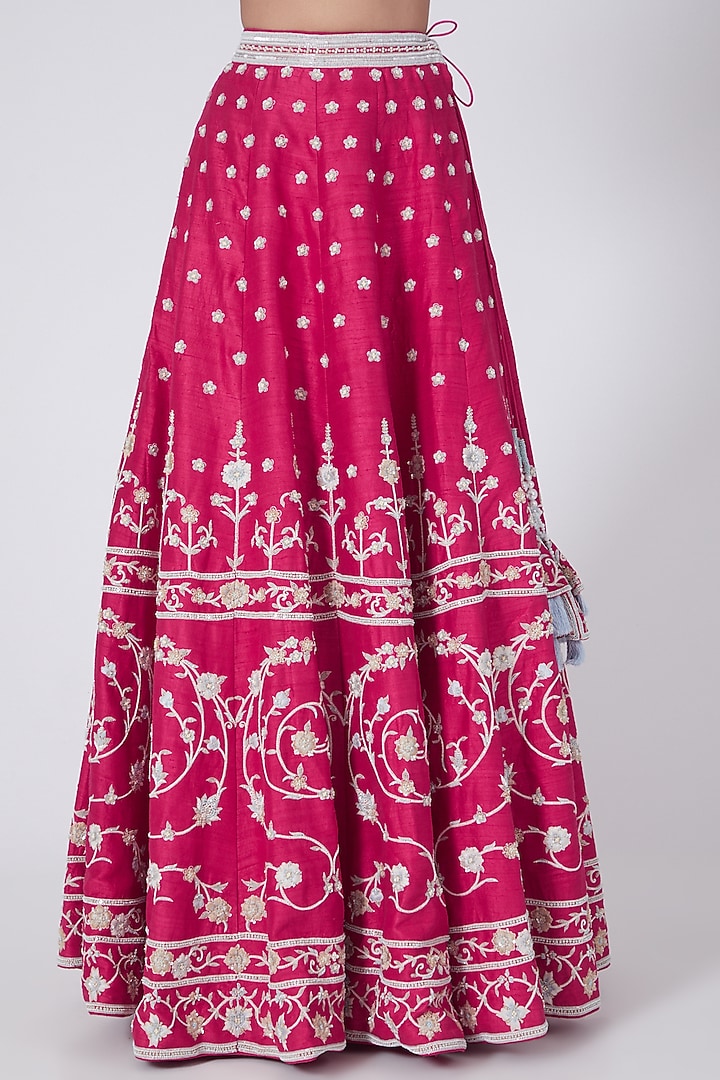Dark Hot Pink Embroidered Bridal Lehenga Set by Dipti Chhabra at Pernia's Pop Up Shop