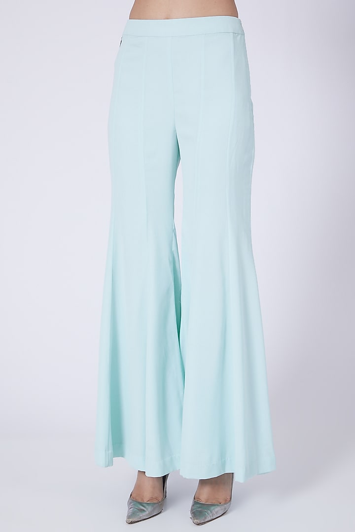 Sky Blue Silk Double Georgette Paneled Party Wear Sharara Set by Dipti Chhabra at Pernia's Pop Up Shop