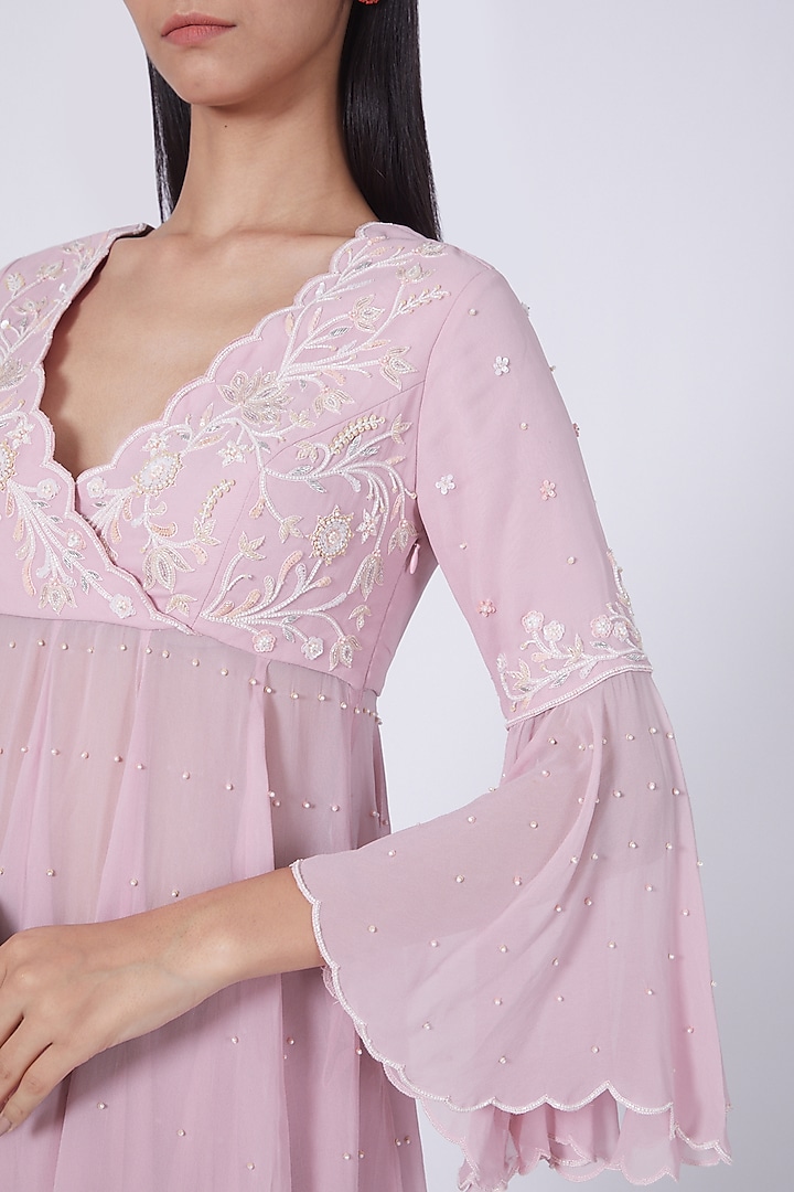 Blush Pink Silk Organza Wedding Sharara Set by Dipti Chhabra at Pernia's Pop Up Shop