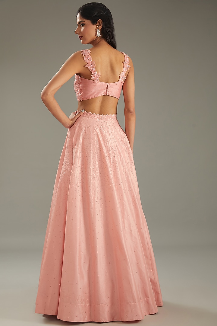 Rose Silk Embellished Skirt Set by Disha Patil at Pernia's Pop Up Shop