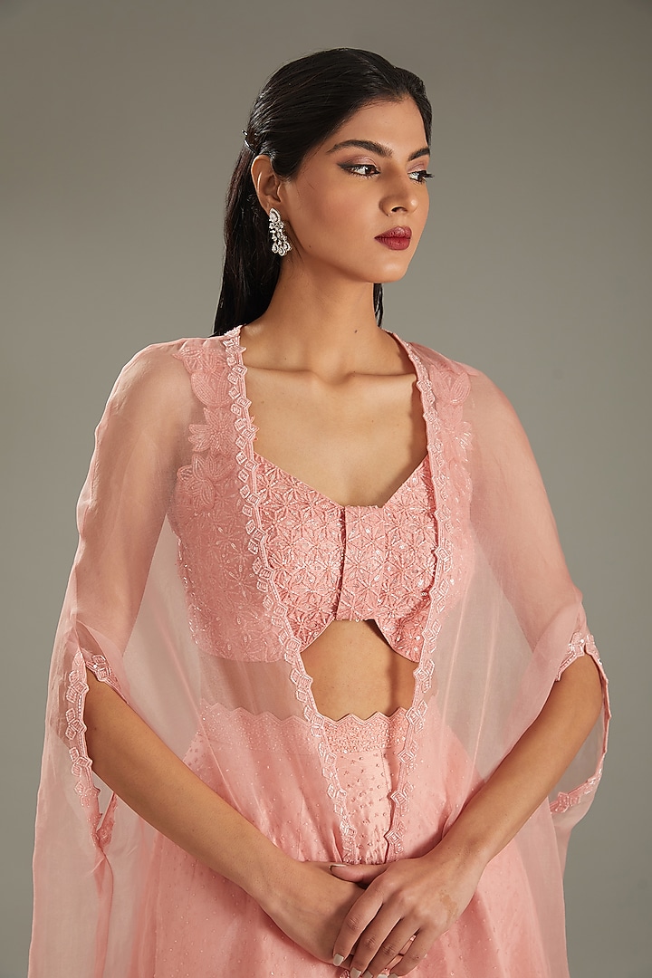 Rose Silk Embellished Skirt Set by Disha Patil at Pernia's Pop Up Shop