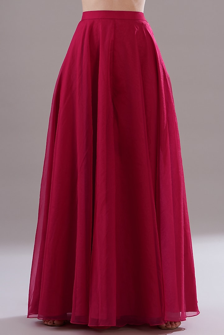 Cherry Red Organza Pant Set by Disha Patil at Pernia's Pop Up Shop
