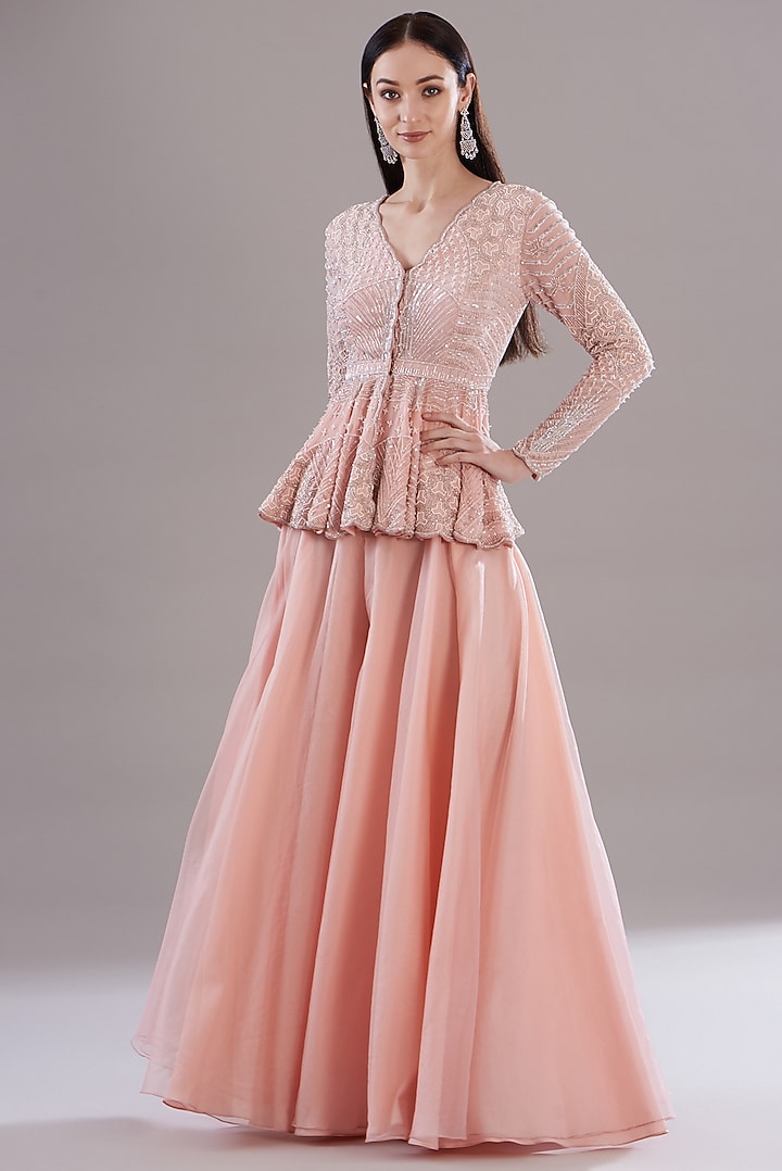 Pink Organza Pant Set by Disha Patil at Pernia's Pop Up Shop