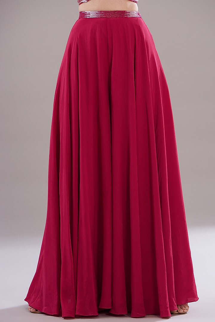 Cherry Red Raw Silk Pant Set by Disha Patil at Pernia's Pop Up Shop