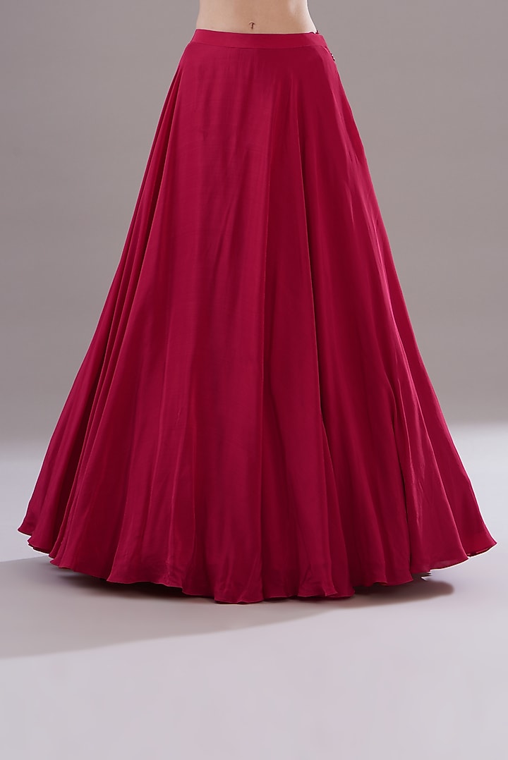 Cherry Red Crepe Skirt Set by Disha Patil at Pernia's Pop Up Shop
