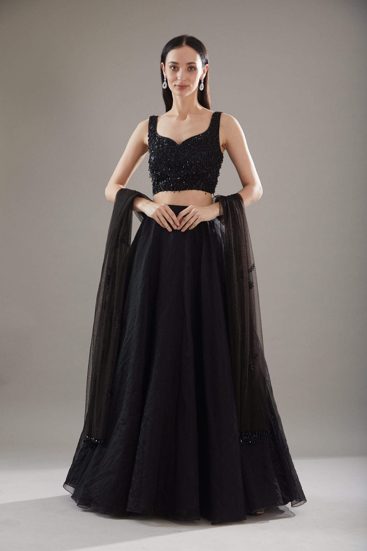 Black Net Wedding Lehenga Set by Disha Patil at Pernia's Pop Up Shop