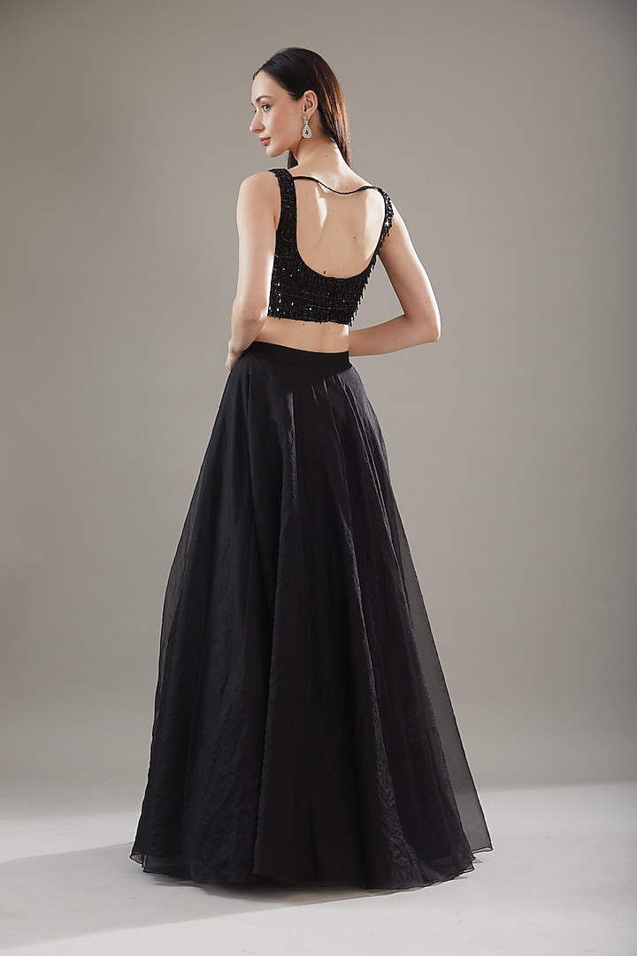 Black Net Wedding Lehenga Set by Disha Patil at Pernia's Pop Up Shop