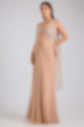 Pink Net Reception Saree Set by Disha Patil at Pernia's Pop Up Shop