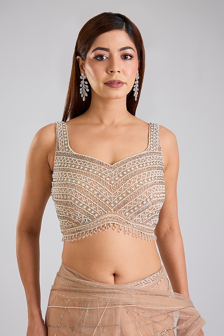 Pink Net Reception Saree Set by Disha Patil at Pernia's Pop Up Shop