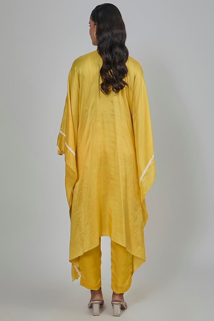 Yellow Dupion Kaftan Set by Disha Patil at Pernia's Pop Up Shop