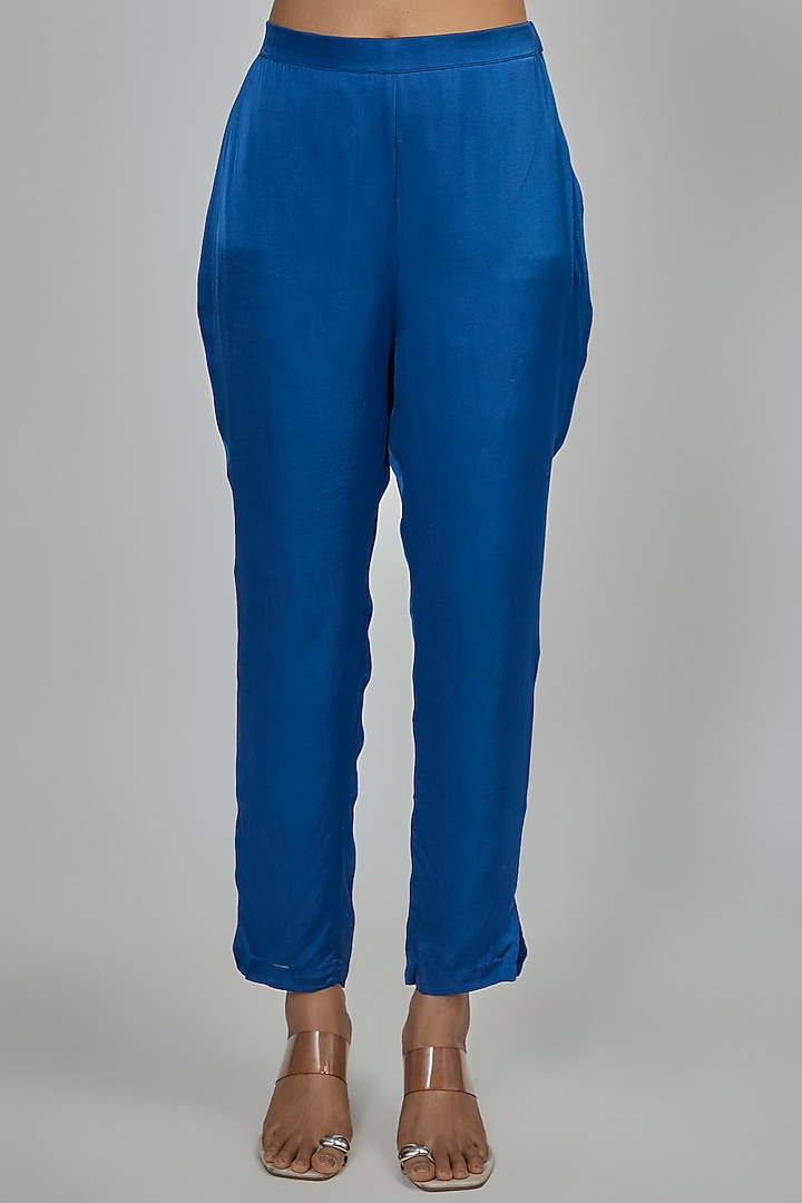 Blue Dupion Kaftan Set by Disha Patil at Pernia's Pop Up Shop