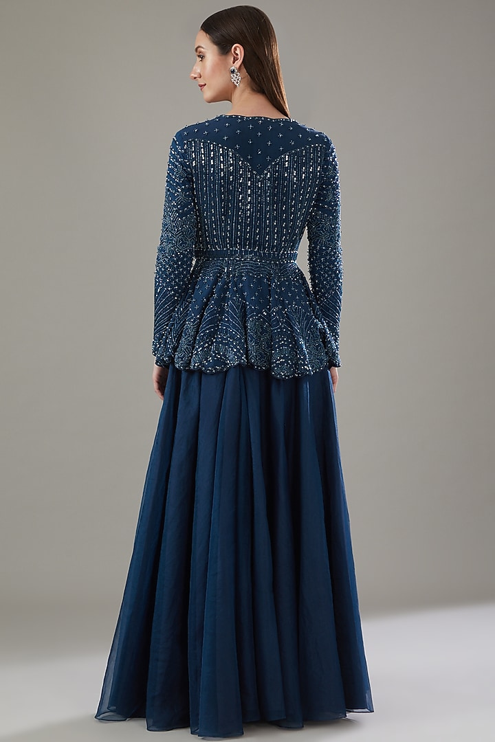 Blue Organza Pant Set by Disha Patil at Pernia's Pop Up Shop