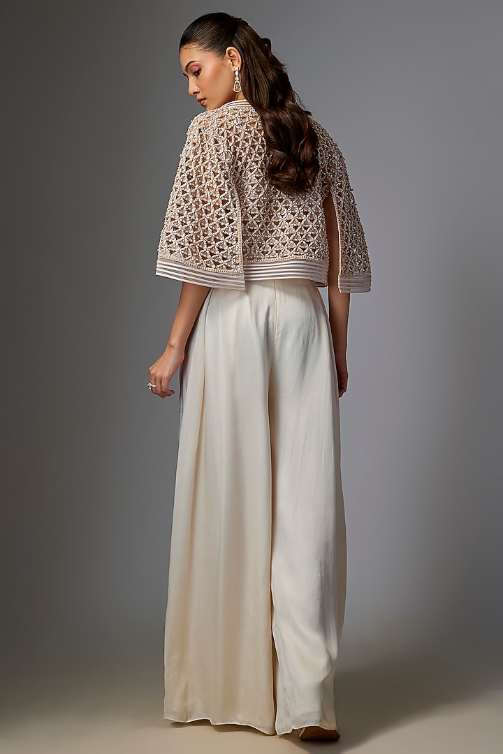 Grey Satin & Organza Pant Set by Disha Patil at Pernia's Pop Up Shop